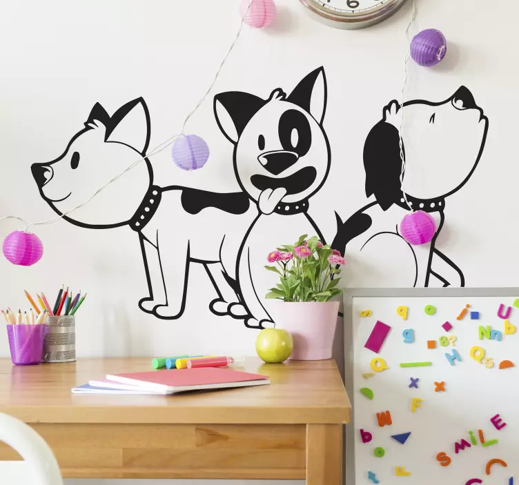 Playful Dog Trio wall sticker - TenStickers