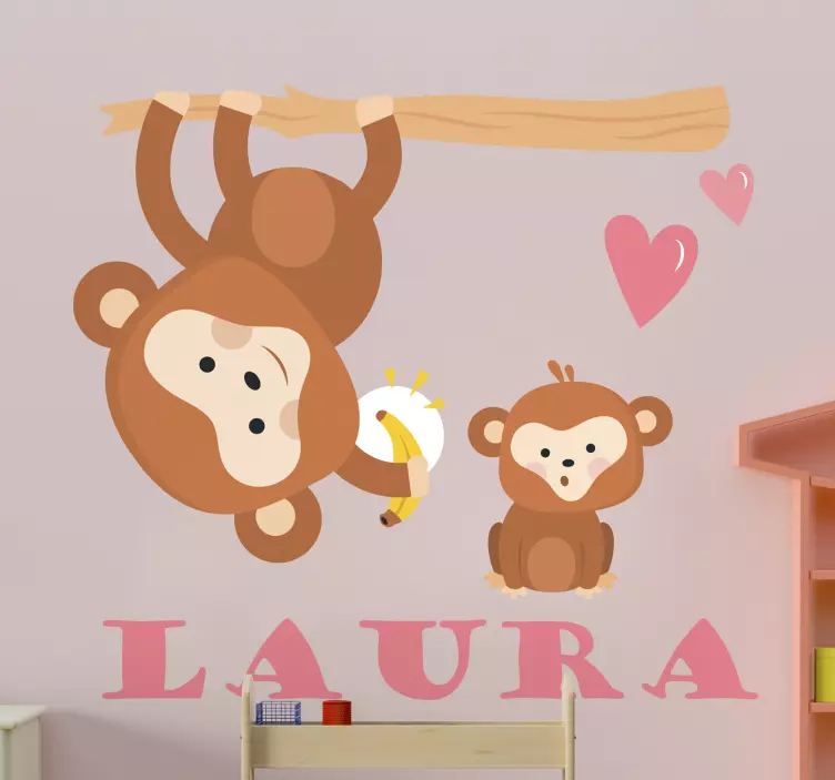 Playful Monkey Duo wall stickers for kid - TenStickers