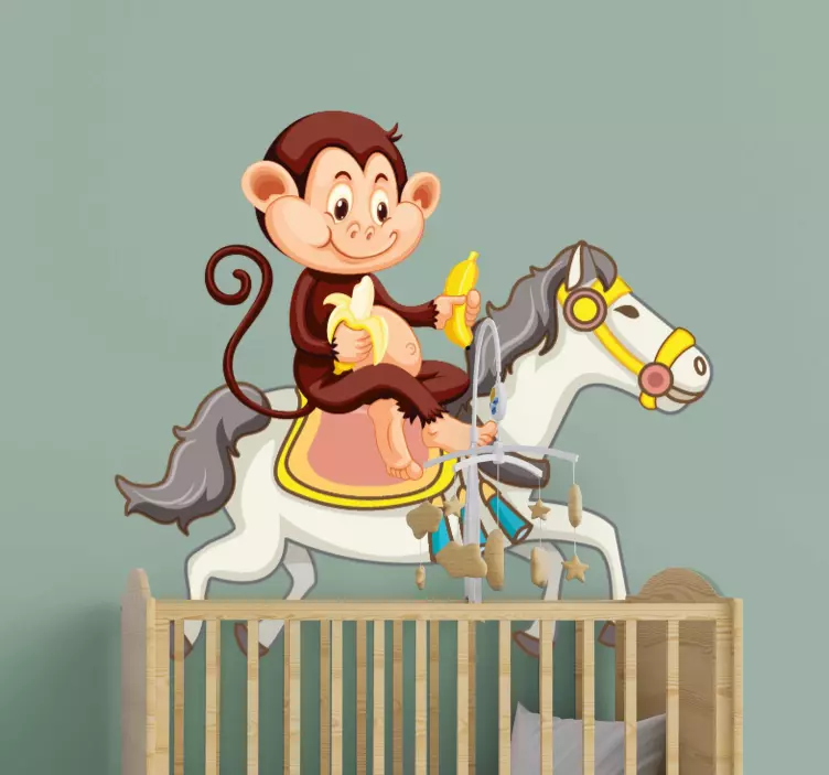 Playful Monkey Riding wall stickers for kid - TenStickers