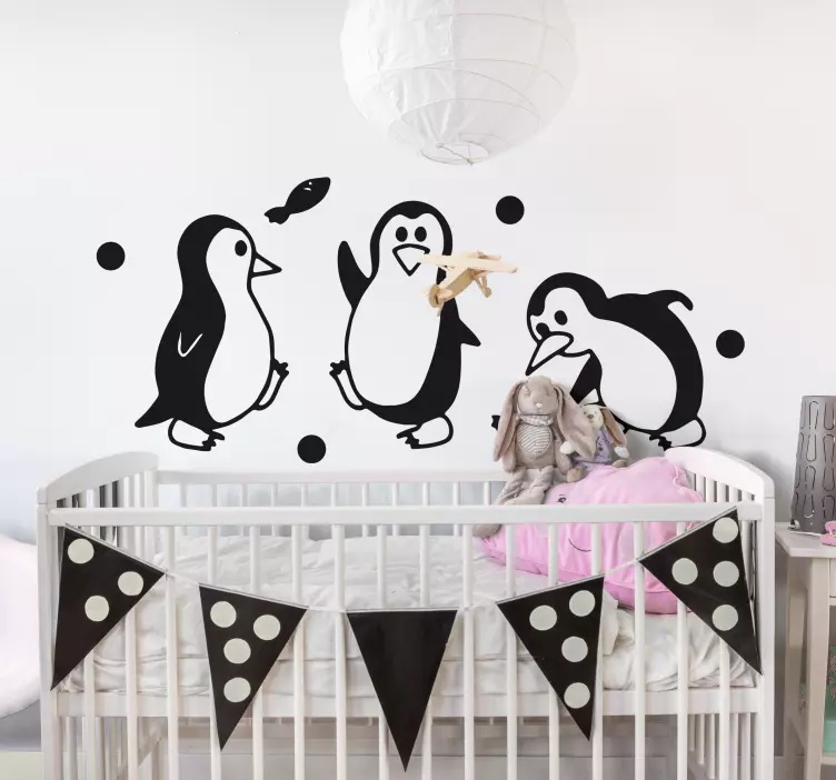 Playful Penguin Family wall stickers for kid - TenStickers
