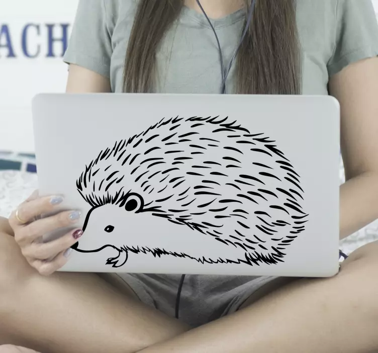 Porcupine drawn in lines laptop sticker - TenStickers