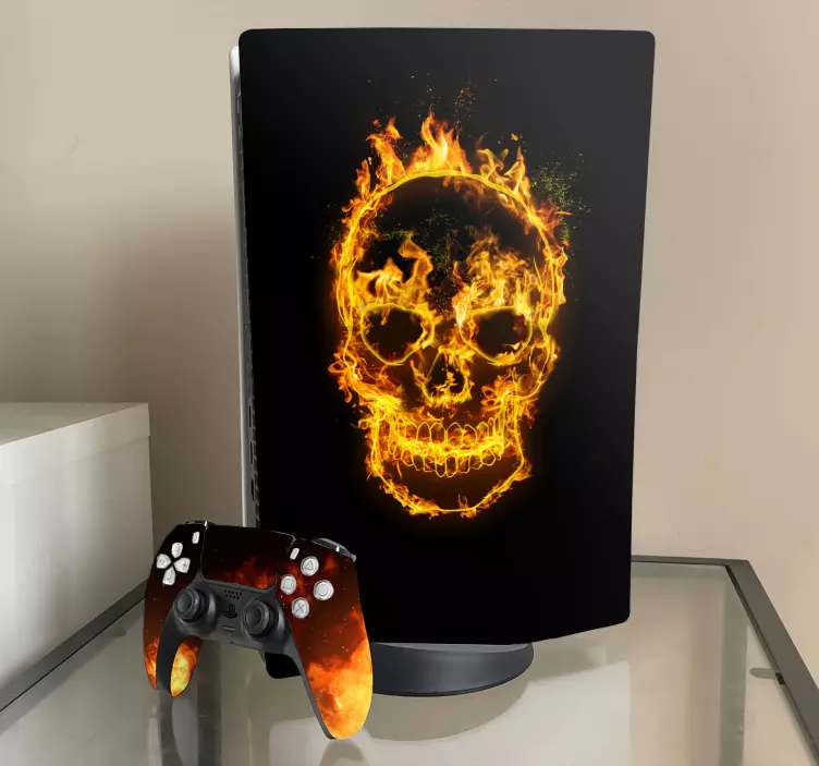 Ps5 skin fiery skull design - TenStickers