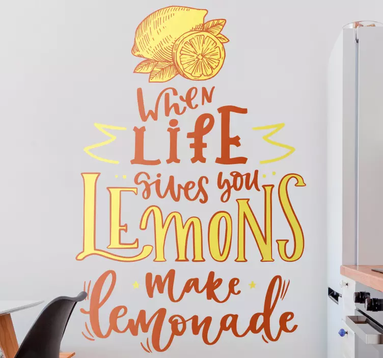 Quote sticker when life gives you lemons make lemonade - TenStickers