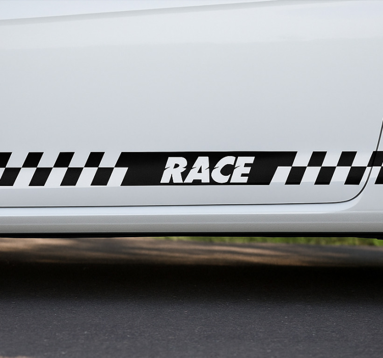 Race Checkered Side Stripe car sticker - TenStickers