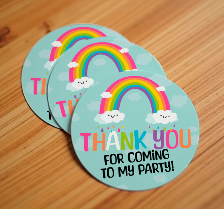Rainbow "thank you for coming to my party" wall sticker - TenStickers