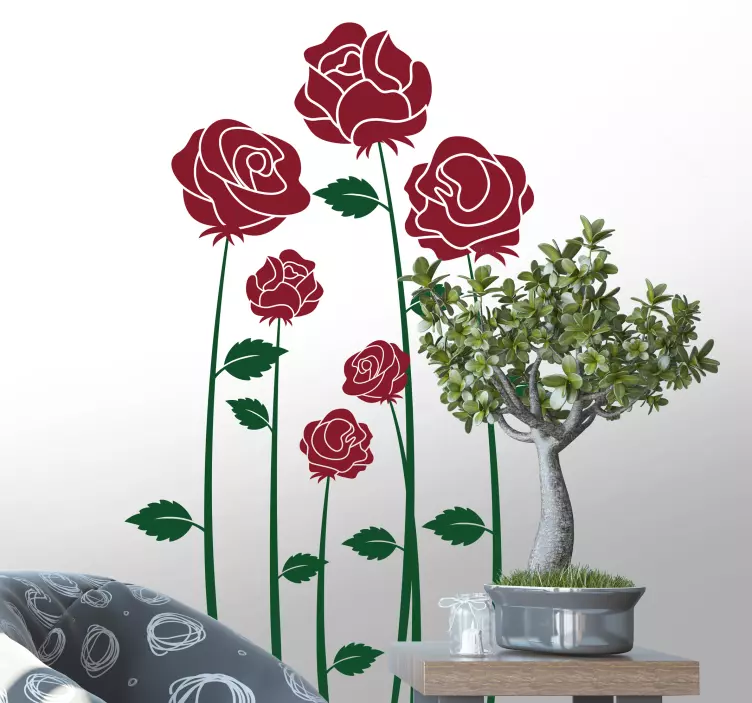 Red Roses Wall Flower Sticker - TenStickers