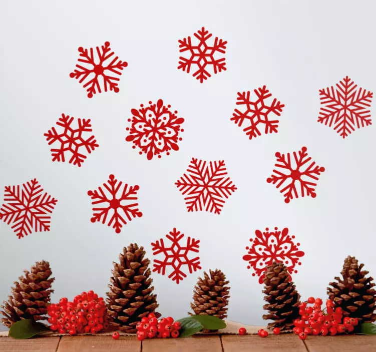 Red Snowflake Patterns holiday sticker - TenStickers