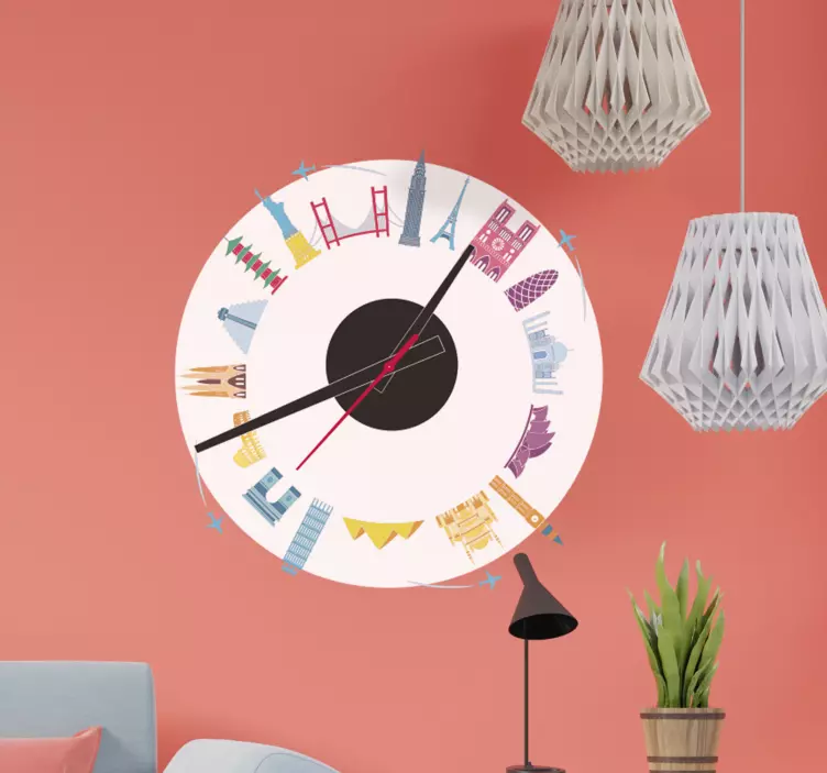 Iconic Landmarks Timepiece clock wall sticker - TenStickers