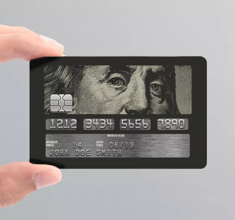 Revealing dollar bill credit card sticker - TenStickers