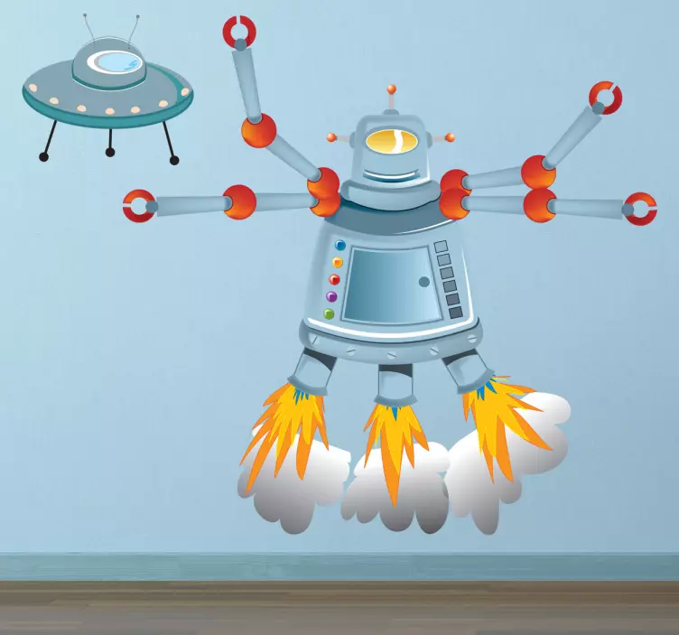 Robot Alien Invasion Wall Sticker - TenStickers
