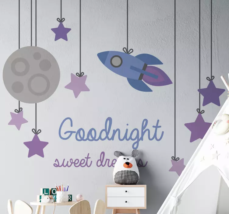 Rocket and Moon wall stickers for kid - TenStickers