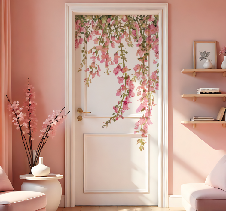 Rose-colored label door sticker - TenStickers