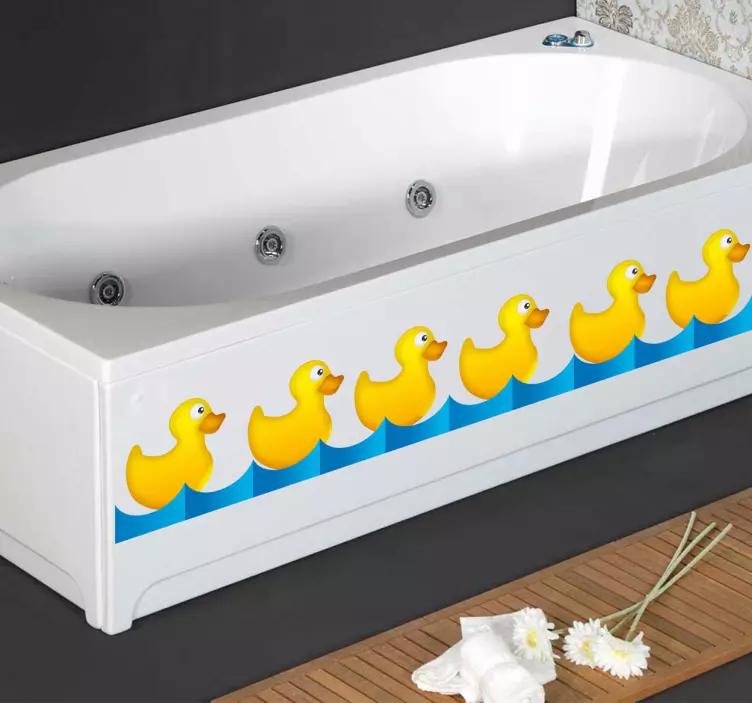 Row of Yellow Ducks Bathroom Sticker - TenStickers