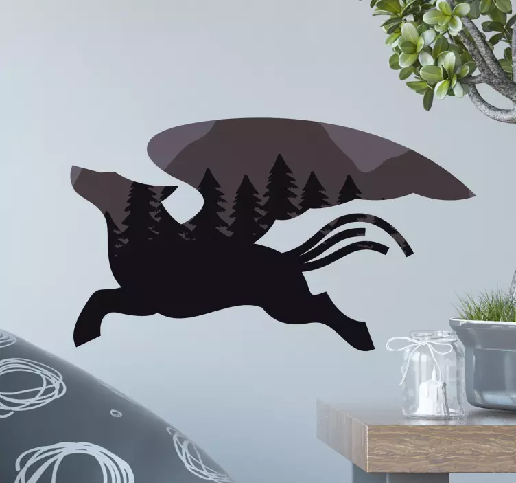 Running canine silhouette wall sticker - TenStickers