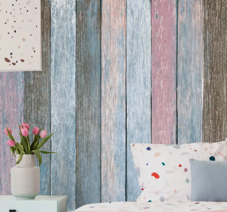 Rustic plank pattern bedroom wall sticker - TenStickers