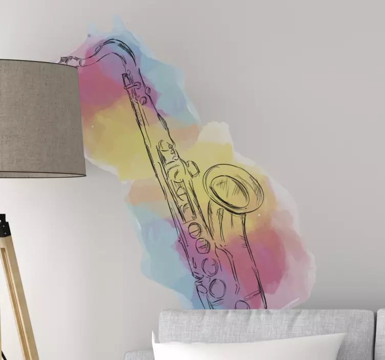 Saxophone Color Splash music wall sticker - TenStickers
