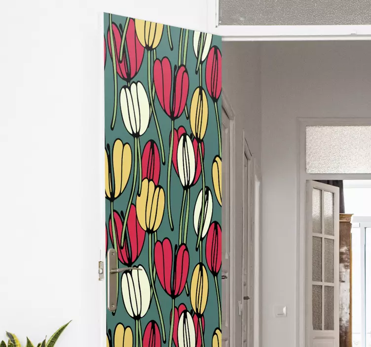 Set of tulipans door sticker - TenStickers