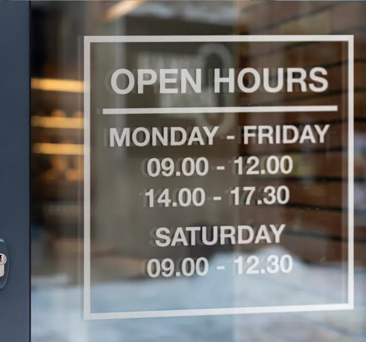Shop hours shop window sticker - TenStickers