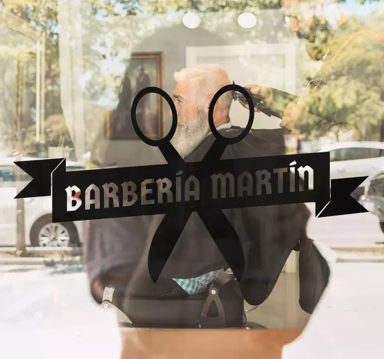 Shop window sticker barbershop scissors logo - TenStickers