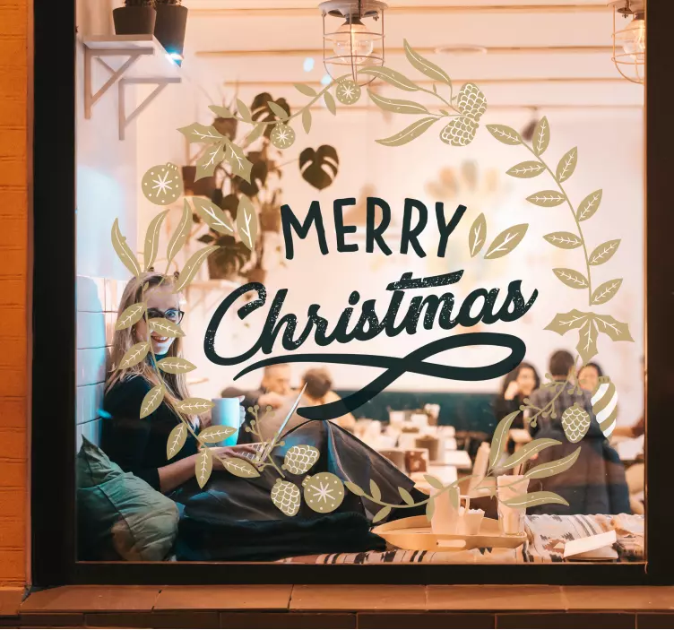 Shop window sticker joyous holiday greeting - TenStickers