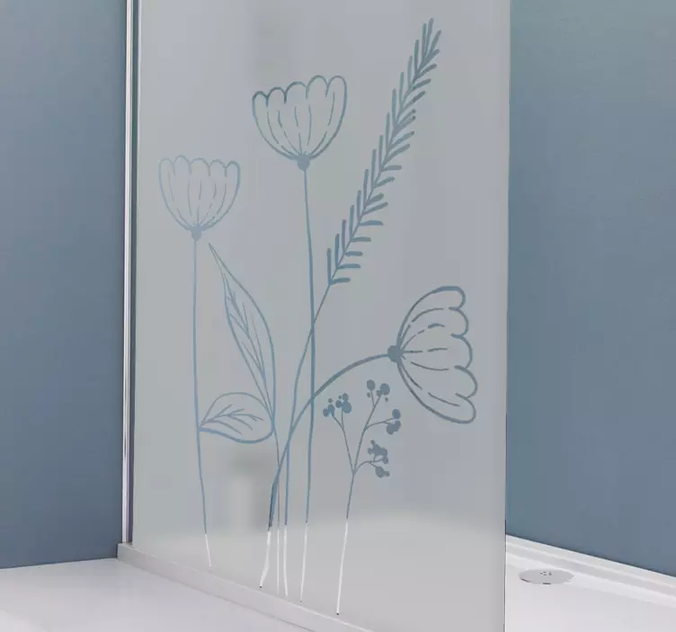 Shower screen sticker flower pattern decoration - TenStickers