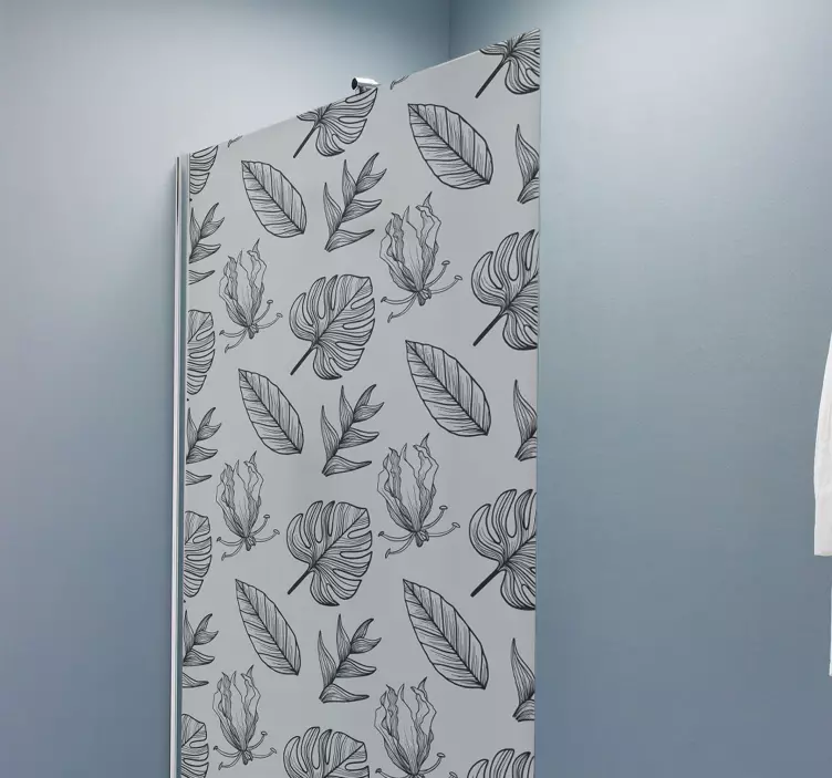 Shower screen sticker with stylized botanical design - TenStickers