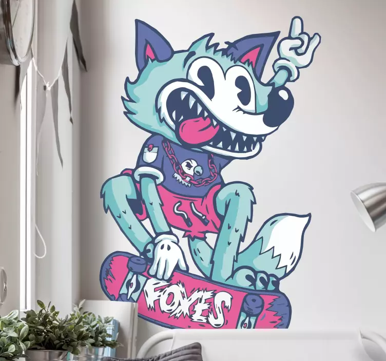Skateboarding fox teenage wall decals - TenStickers