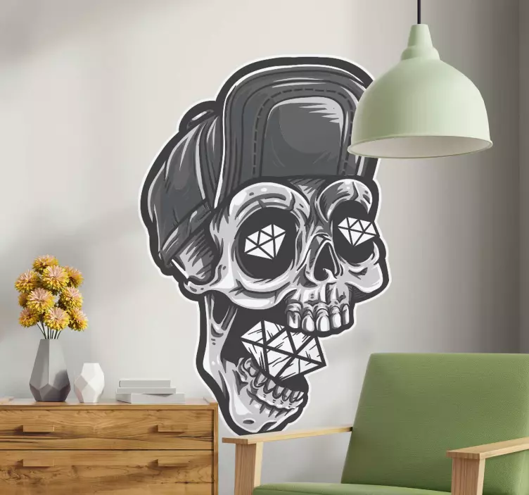 Skull Cap Illustration vintage wall decor - TenStickers