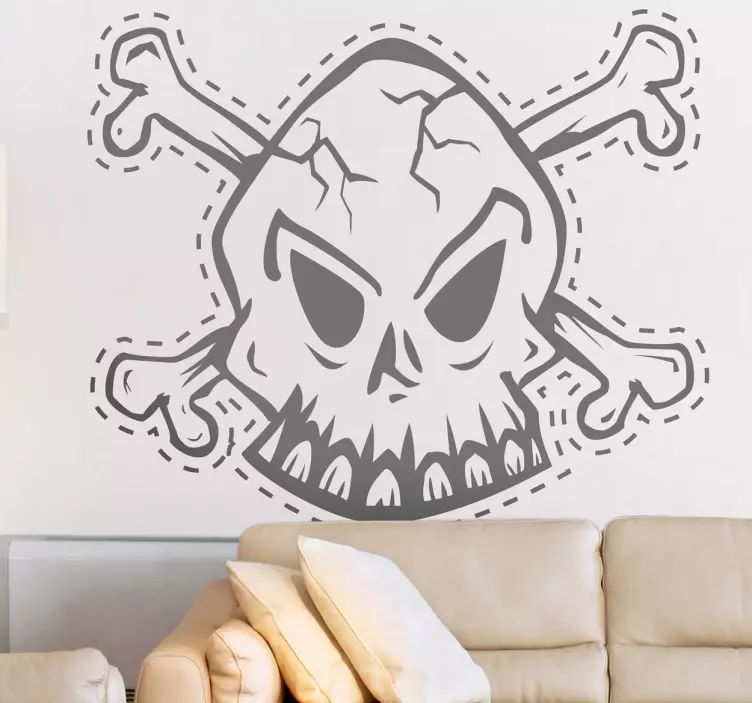 Skull Cut Line Decorative Sticker - TenStickers