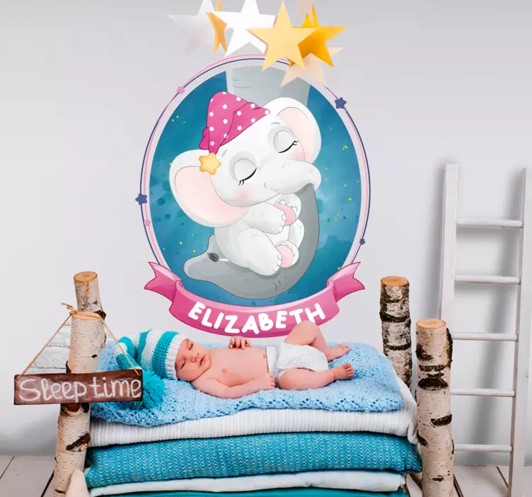 Nursery wall sticker sleeping baby elephant - TenStickers