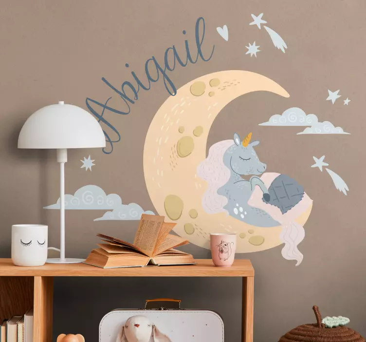 Sleeping Unicorn Moon wall stickers for kid - TenStickers