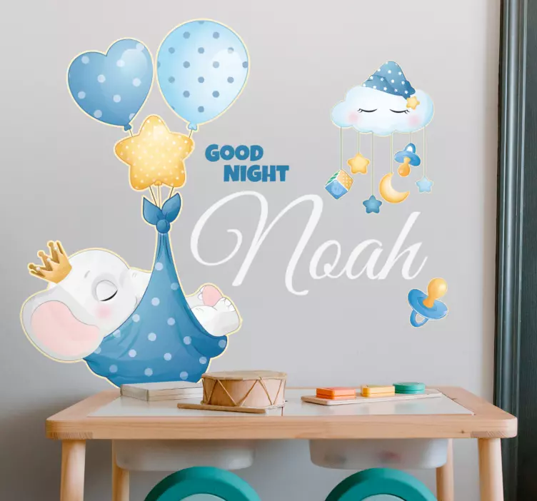 Nursery wall sticker sleepy elephant balloons - TenStickers