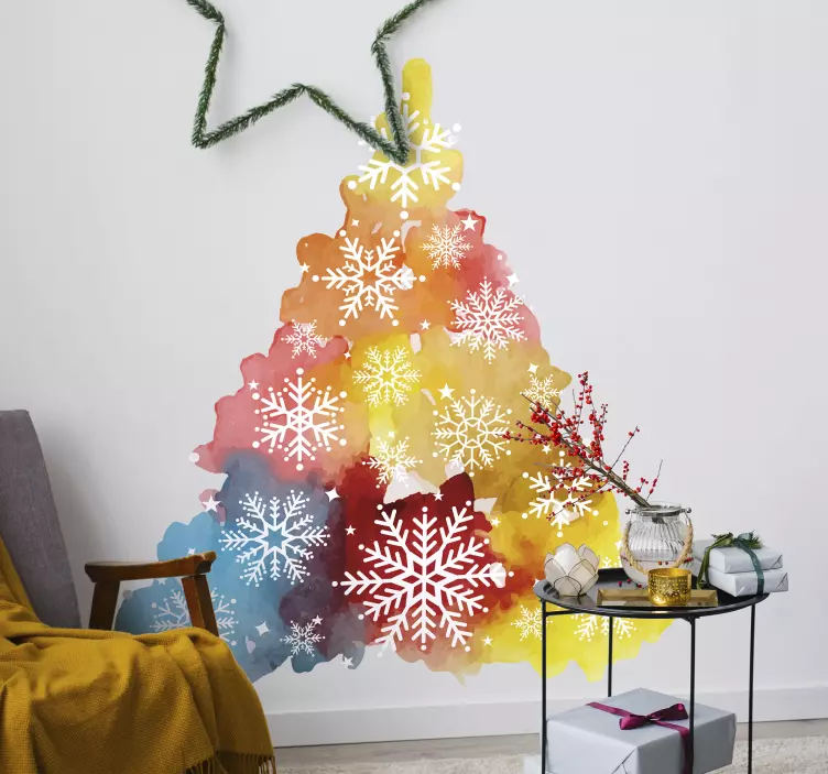 Snowflake Christmas tree christmas sticker - TenStickers