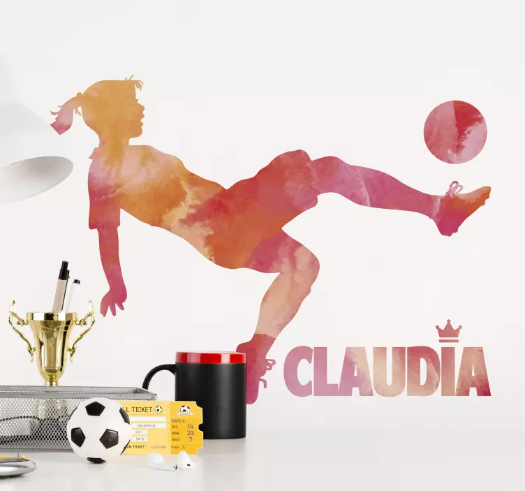 soccer player with name football wall sticker - TenStickers