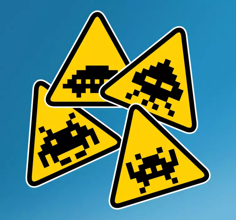 Space Invader Sign Stickers - TenStickers