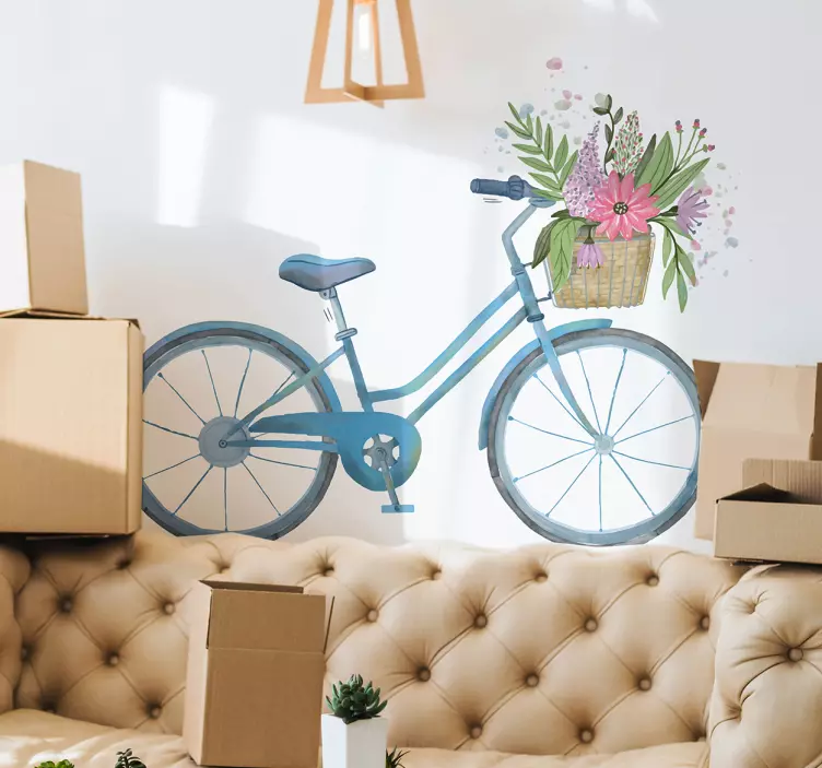 Spring bike flower wall sticker - TenStickers