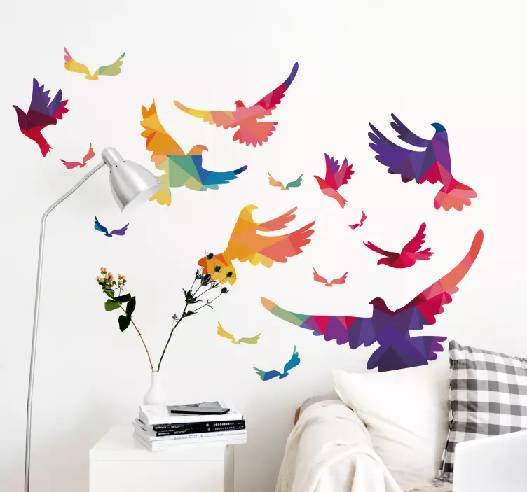 Multicolored spring birds set bird wall sticker - TenStickers