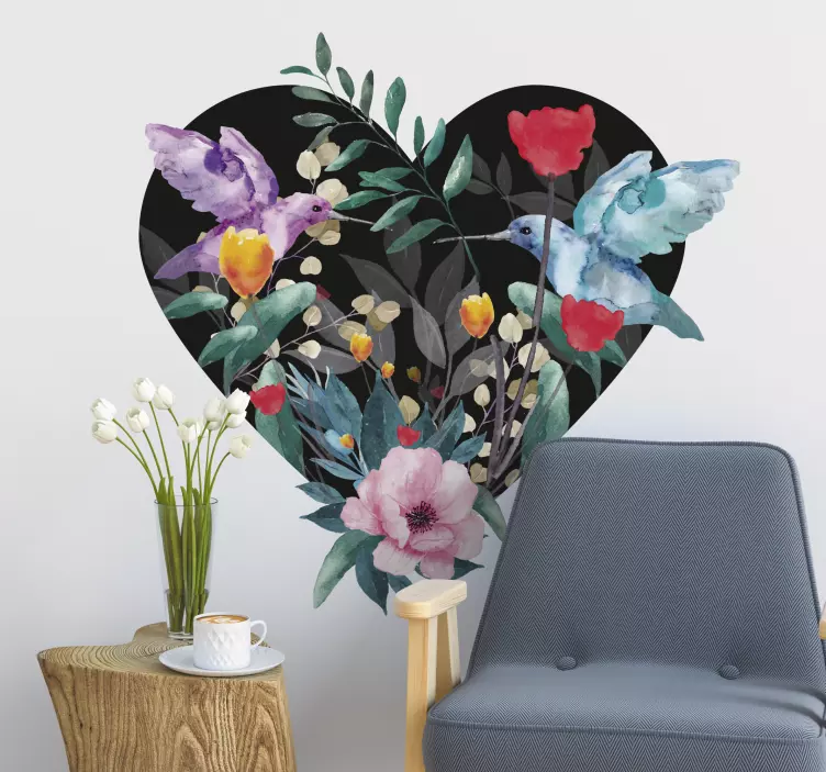 Spring flower bird floral wall sticker - TenStickers