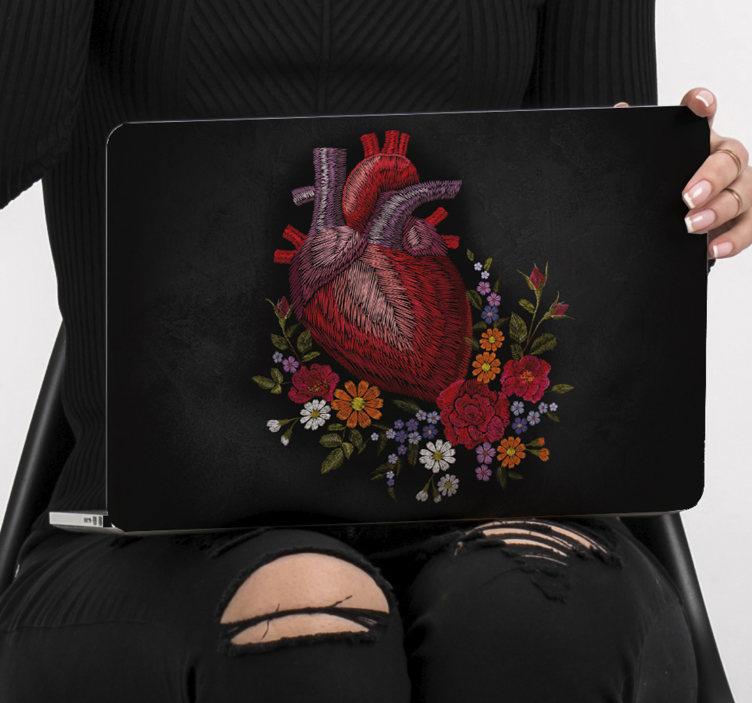 Spring flower heart laptop sticker - TenStickers