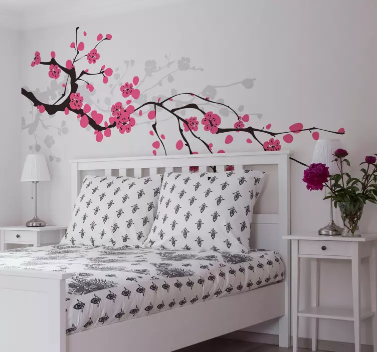 Spring Sakura Branch Flower Wall Sticker - TenStickers