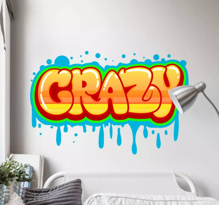 Sticker graffiti crazy text wall sticker - TenStickers