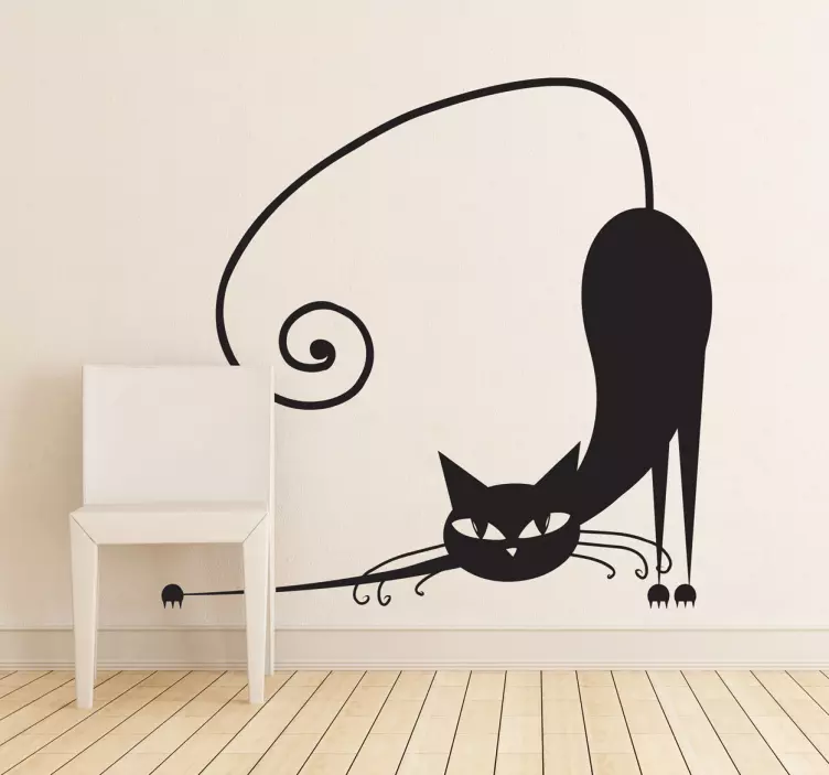 Stretching cat kids sticker - TenStickers
