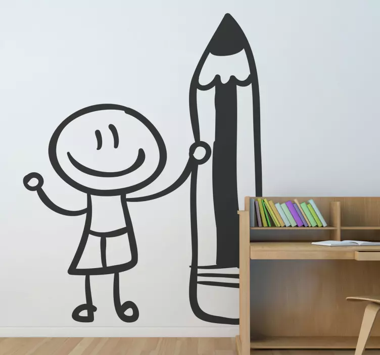 Student with Pencil Wall Sticker - TenStickers