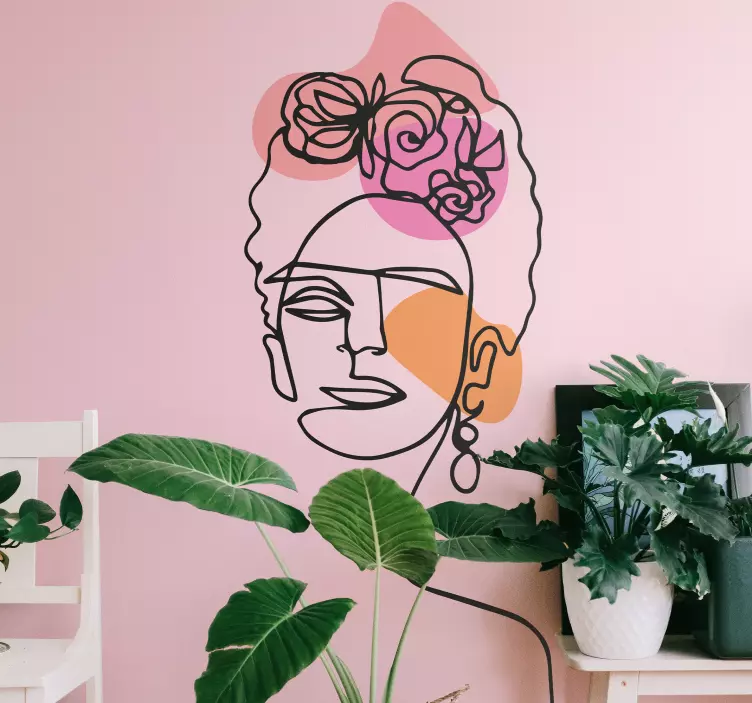 Stylized feminine portrait wall art sticker - TenStickers