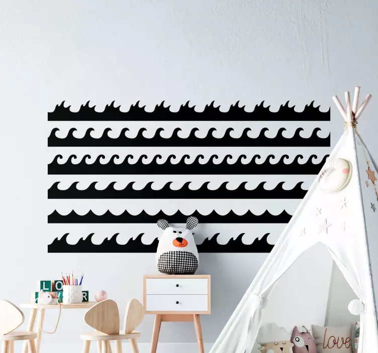 Stylized Wave Patterns nature wall sticker - TenStickers