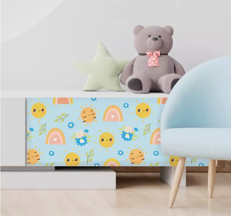 Sun rainbow and flowers furniture sticker - TenStickers