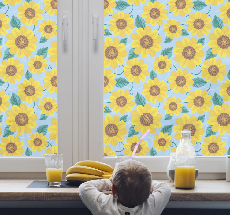 Sunflower motifs window sticker - TenStickers