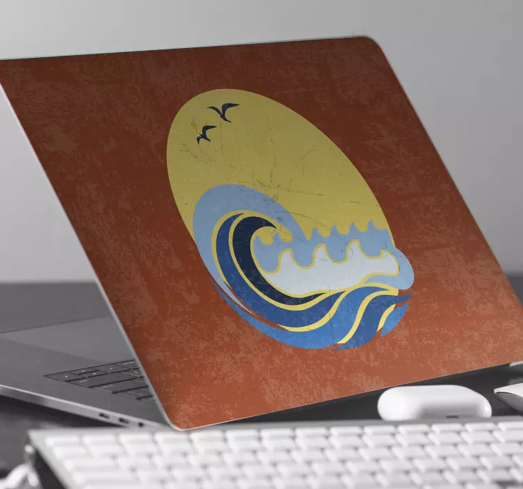 Sunset Ocean Waves laptop skin - TenStickers