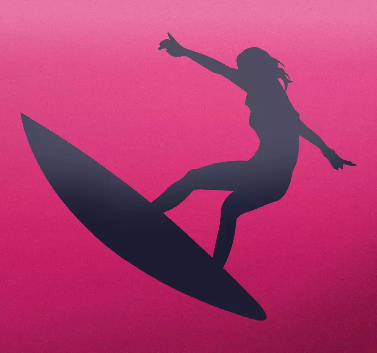 Surfer Girl Silhouette Sticker - TenStickers