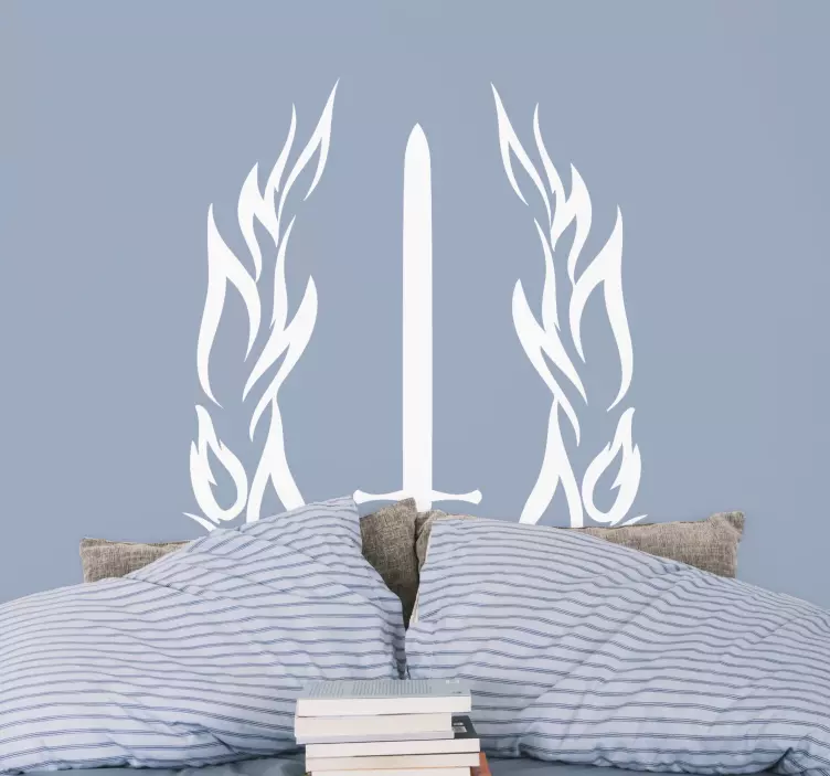 Sword and flames wall sticker - TenStickers